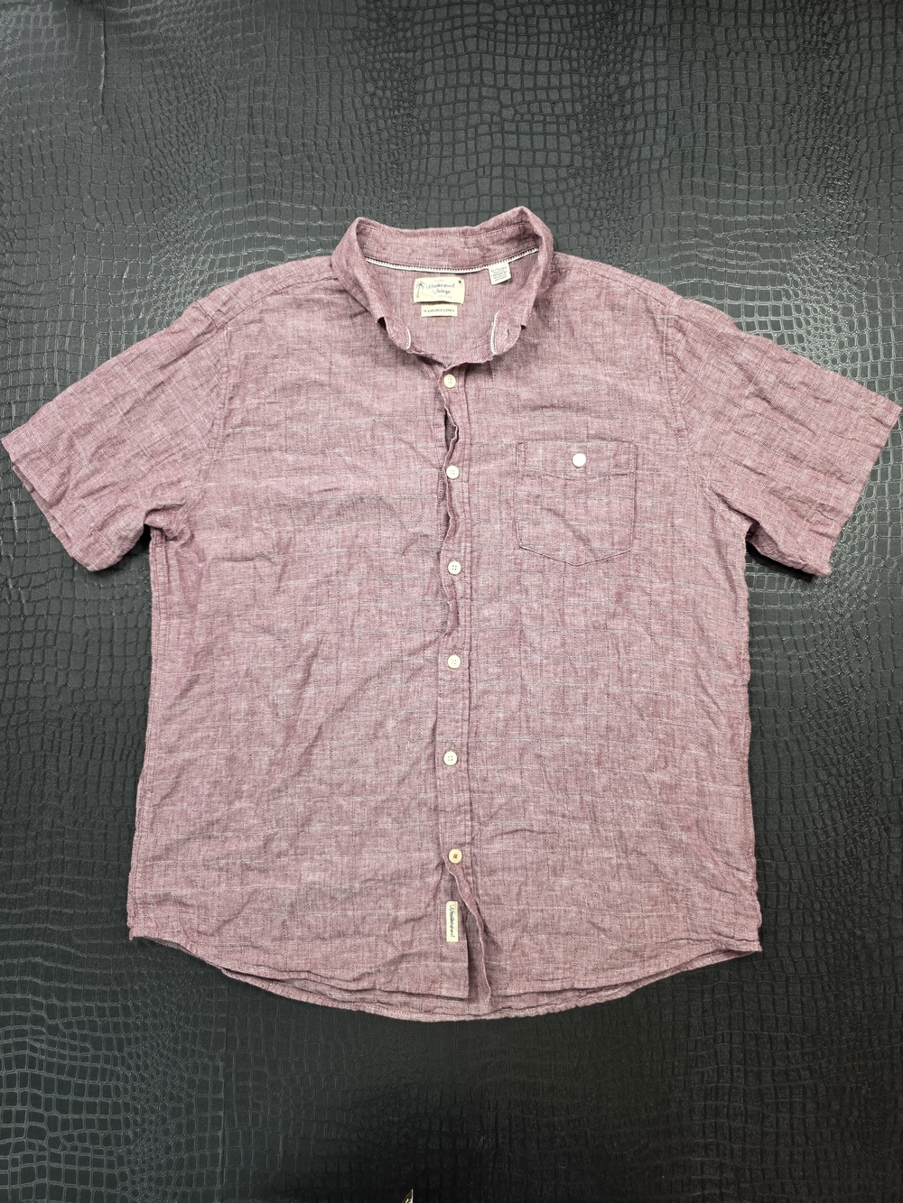 Weatherproof Vintage Linen Short Sleeve Button Up Size XL Pink / Purple